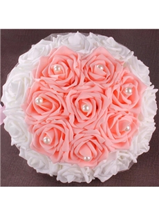 Bright Cloths White And Pink Rose Pearl Wedding Bouquet
