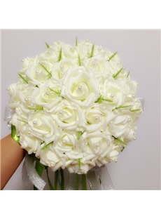 Enchanting White Rose Wedding Bouquet