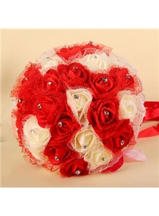 Boutique Pink Man Made Lace Beading Wedding Bouquet