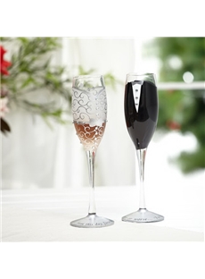 Chic Hand Painted Crystal Glass Toasting Flutes Set Of 2