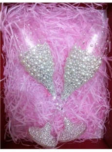 Luxurious Pearl Crystal Toasting Flutes Set Of 2