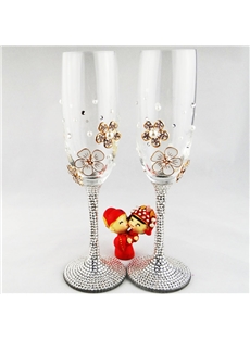 Luxurious Diamond Crystal Glass Toasting Flutes Set Of 2