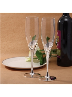 Personalized Classy Metal Design Toasting Flutes Set Of 2