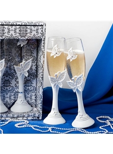 Top Level Butterfly Theme Toasting Flutes Set Of 2