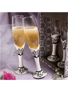 Personalized Ceramic Base Glass Toasting Flutes Set Of 2
