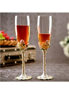 Classic Floral Theme Toasting Flutes Set Of 2
