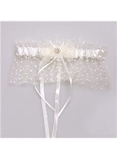 Free Size Ivory Dot Net Wedding Garter