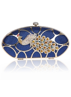 Boutique Rhinestone Peafowl Wedding Handbag Clutch