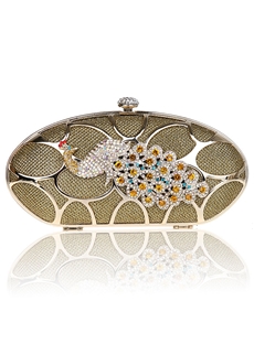 Shining Rhinestone Peafowl Wedding Handbag Clutch