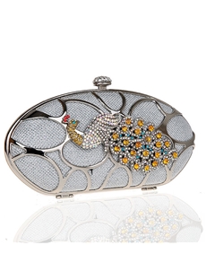 Wonderful Rhinestone Peafowl Wedding Handbag Clutch
