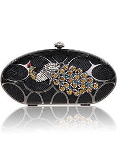 Wonderful Rhinestone Peafowl Wedding Handbag Clutch