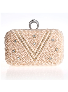 Fine Pearls Rhinestone Wedding Handbag Clutch
