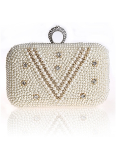 Elegant Pearls Rhinestone Wedding Handbag Clutch