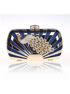 Luxurious Rhinestone Peafowl Wedding Handbag