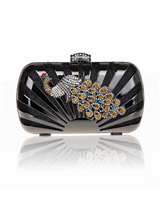 Luxurious Rhinestone Peafowl Wedding Handbag