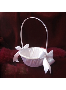 Pure Flower Basket In Satin With Bow