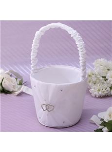 Flower Basket In Satin With Rhinestones