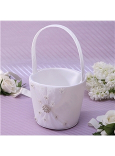 Flower Basket In Satin With Rhinestones