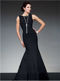 Elegant Mermaid Floor Length Lace Decoration Black Evening Dress