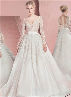 Elegant A Line Floor Length Lace Wedding Dress