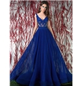 Elegant A Line V Neck Floor Length Evening Dress